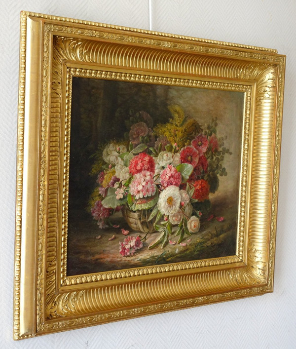 Grande olio su tela, Tableau De Fleurs di Clément Gontier, 1900 circa - 96,5 cm X 77 cm