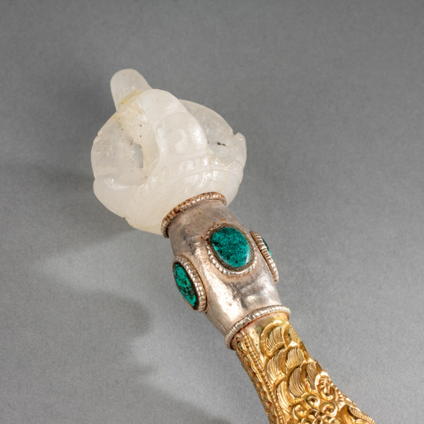 Scepter in Rock Crystal, Silver and Gilded Metal, 20th Century