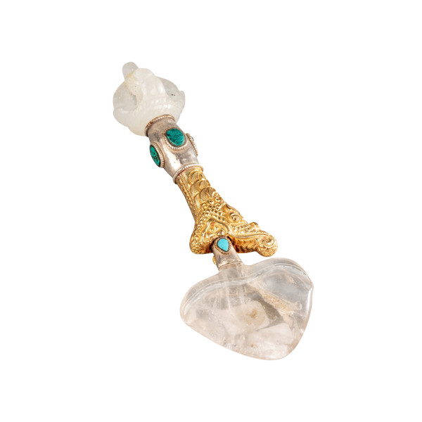 Scepter in Rock Crystal, Silver and Gilded Metal, 20th Century