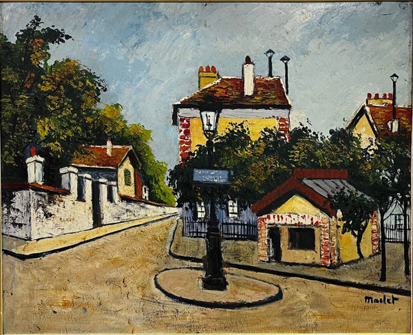 MACLET ELISÉE (1881/1962) PAINTING / OIL ON CARDBOARD "REVERBERE IN MONTMARTRE