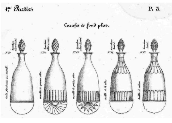 Le Creusot : Weinkaraffe / Whiskykaraffe Geschliffen, Epoche Empire Restauration Um 1830