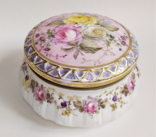  Hand Painted Porcelain Box From Volkstedt 19th C