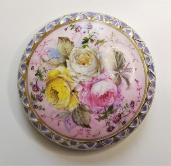  Hand Painted Porcelain Box From Volkstedt 19th C