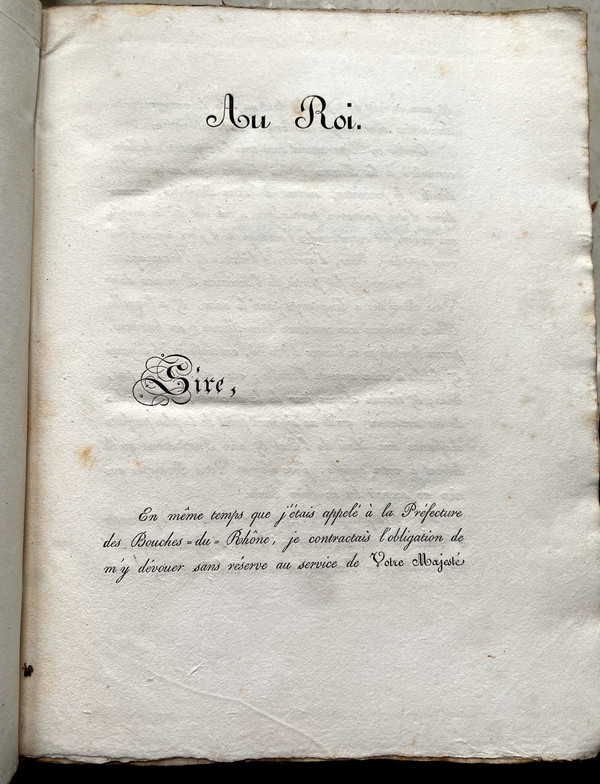 3forts volumes in 4 untrimmed of "Statistiques du département des Bouches -du-Rhone dédié au Roi par M. le Comte de Villeneuve . Marseille 1821