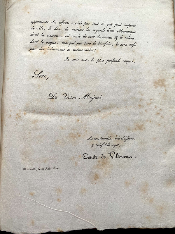 3forts volumes in 4 untrimmed of "Statistiques du département des Bouches -du-Rhone dédié au Roi par M. le Comte de Villeneuve . Marseille 1821