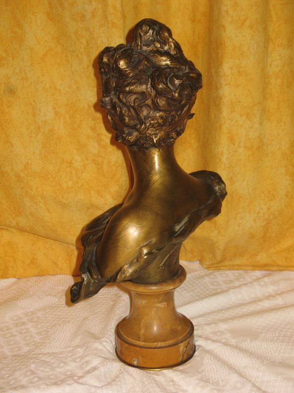 Busto in bronzo di giovane ragazza firmato da G. Van der Straeten XIX secolo