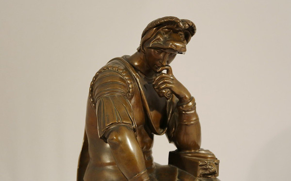 Bronze, Lorenzo De Medici nach Michelangelo, Gusseisen Barbedienne (54 Cm)