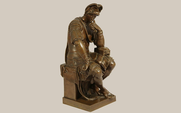 Bronze, Lorenzo De Medici nach Michelangelo, Gusseisen Barbedienne (54 Cm)