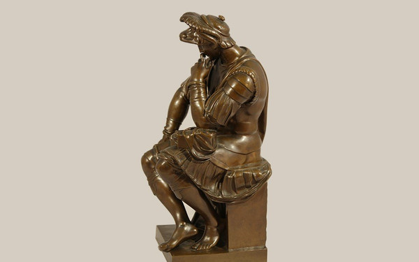 Bronze, Lorenzo De Medici nach Michelangelo, Gusseisen Barbedienne (54 Cm)