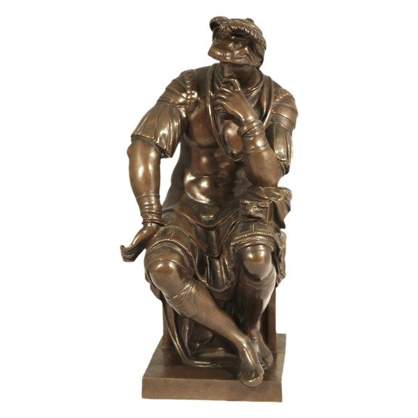 Bronze, Lorenzo De Medici nach Michelangelo, Gusseisen Barbedienne (54 Cm)