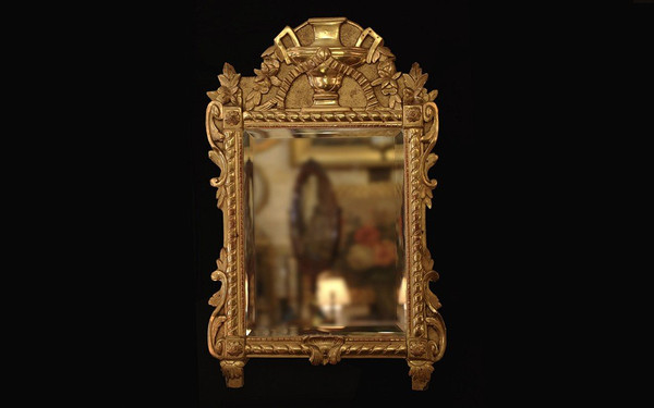 Gilded Wooden Mirror, 19th Century (86 X 54 Cm)