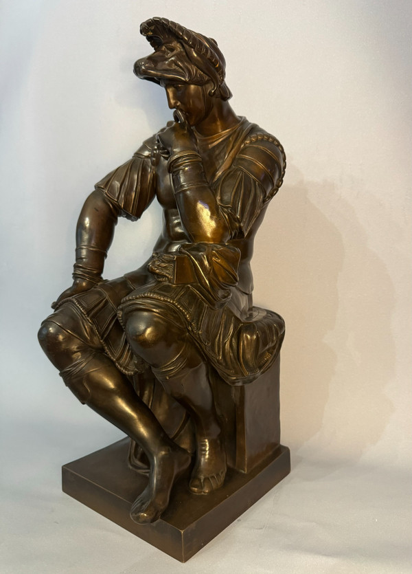 Bronze sculpture, Lorenzo de' Medici 19th century Barbedienne H 54 (Medicis)