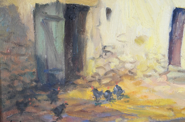 Oil on wood "Maison en Brière", signed E. Gautier - 1955