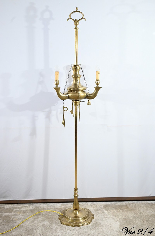 Lampada da terra in bronzo dorato - Fine XIX secolo