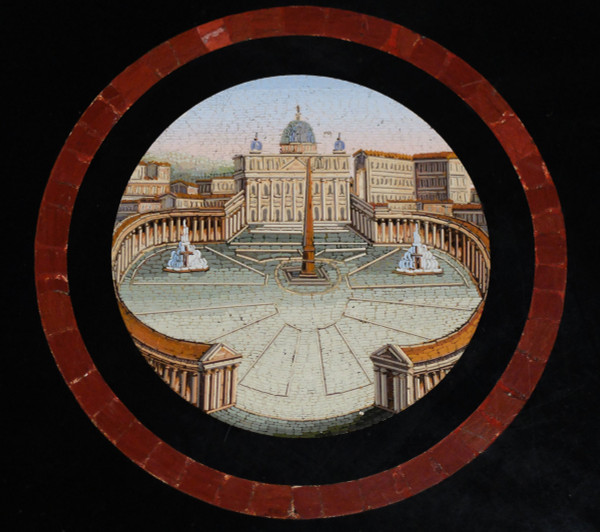 Micromosaic pedestal table with views of Rome, Italy, circa 1820-1830