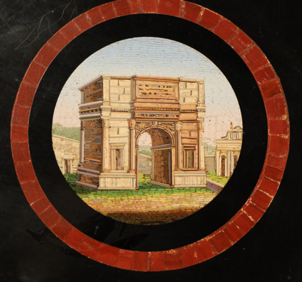 Micromosaic pedestal table with views of Rome, Italy, circa 1820-1830