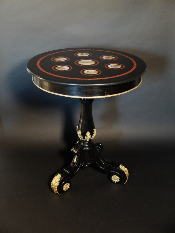 Micromosaic pedestal table with views of Rome, Italy, circa 1820-1830