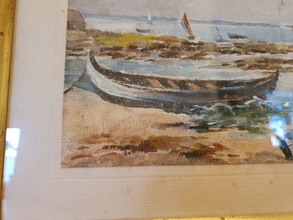 Bassin d'Arcachon , Pinassottes , Watercolor , Signed , XXth century