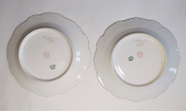 Assiettes  En Porcelaine Peinte  Golse  Limoges