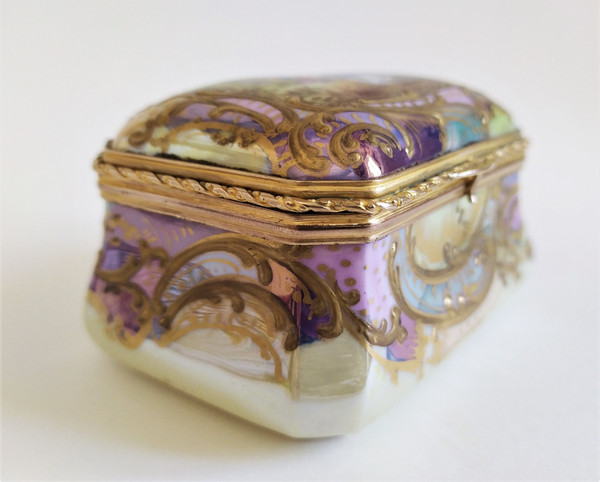 Antique Hand Painted Porcelain Jewelry Box