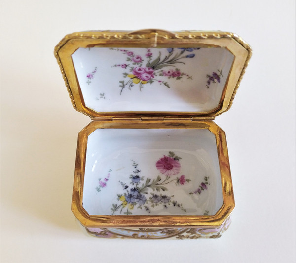 Antique Hand Painted Porcelain Jewelry Box