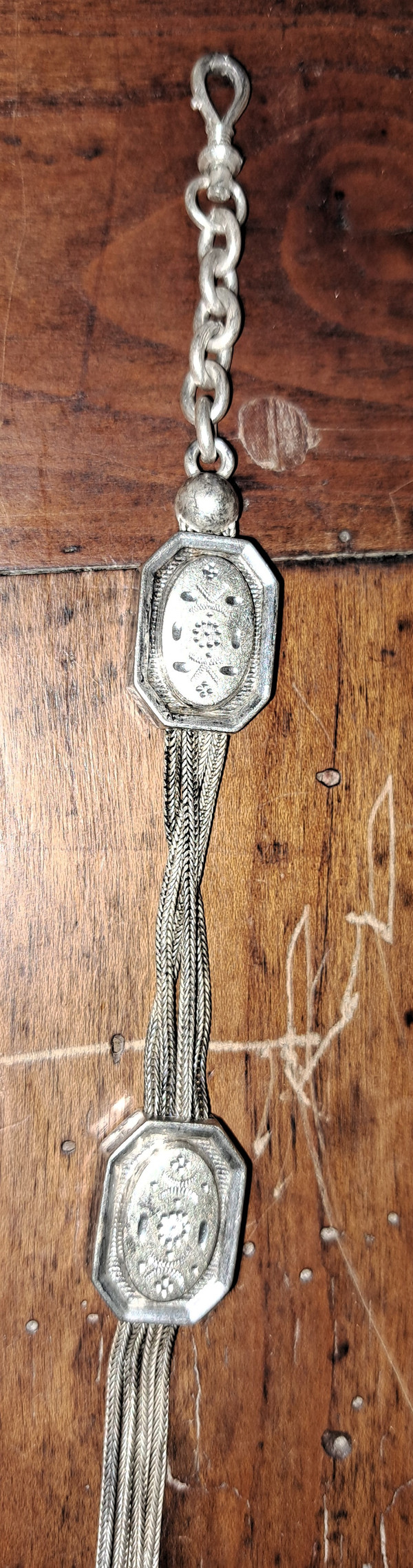 Pocket watch with silver clamshell chatelaine