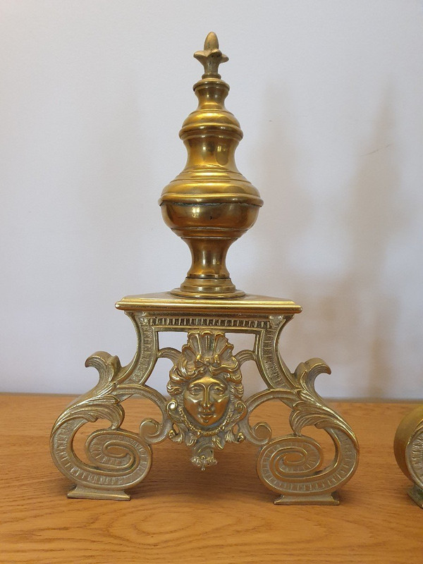 Louis XIV Fireplace Front, Bronze And Brass, 19th Century.