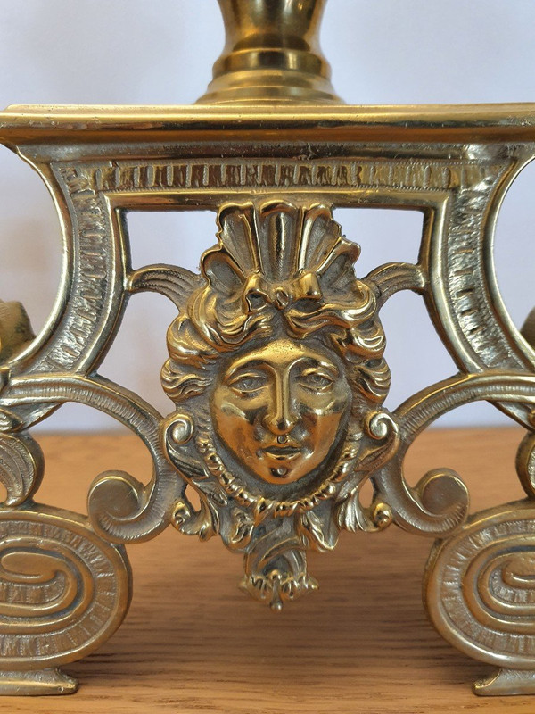 Louis XIV Fireplace Front, Bronze And Brass, 19th Century.