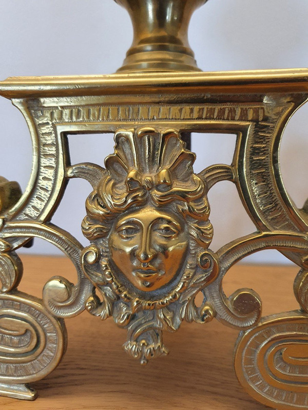 Louis XIV Fireplace Front, Bronze And Brass, 19th Century.