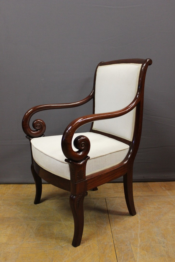 Pair Of Louis Philippe Period Armchairs With Mahogany Crosses XIX