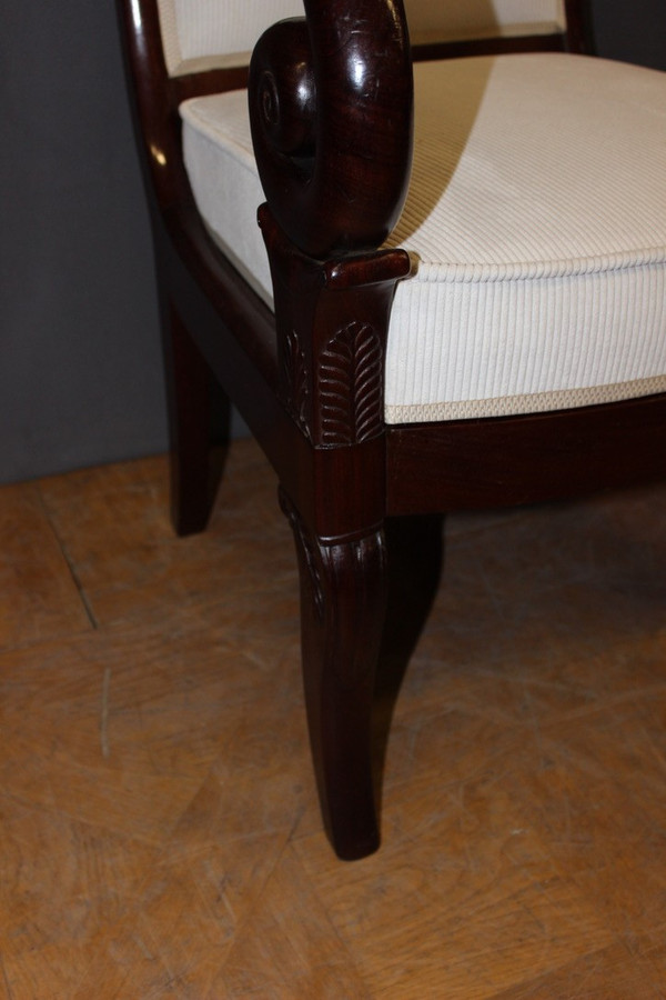 Pair Of Louis Philippe Period Armchairs With Mahogany Crosses XIX