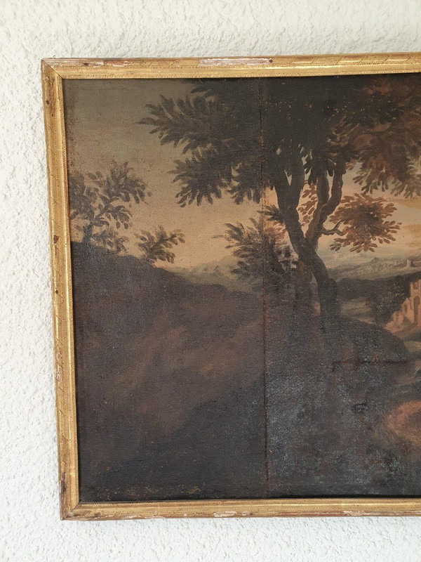 Animated Landscape , Oil On Canvas , XVIIth Century .