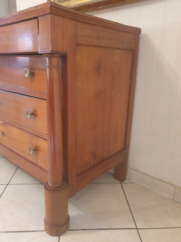 Chest of drawers , Detached column, Cherry wood , Empire ,early XIX°.