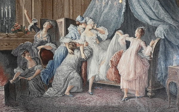 Paire d’Importantes Gravures en Couleur, J.M Moreau Le Jeune et N. De Launay – 1900