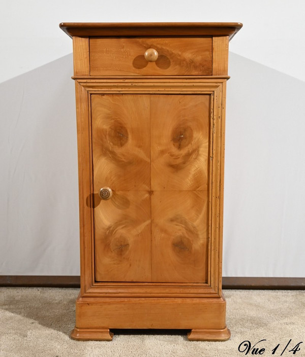 Bedside table in solid cherry and veneer – 1900