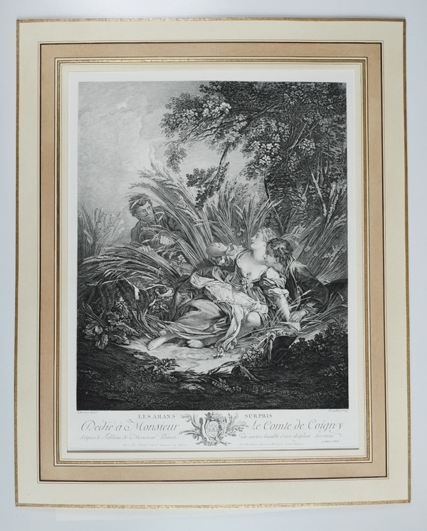 The Surprised Lovers Engraving After François Boucher