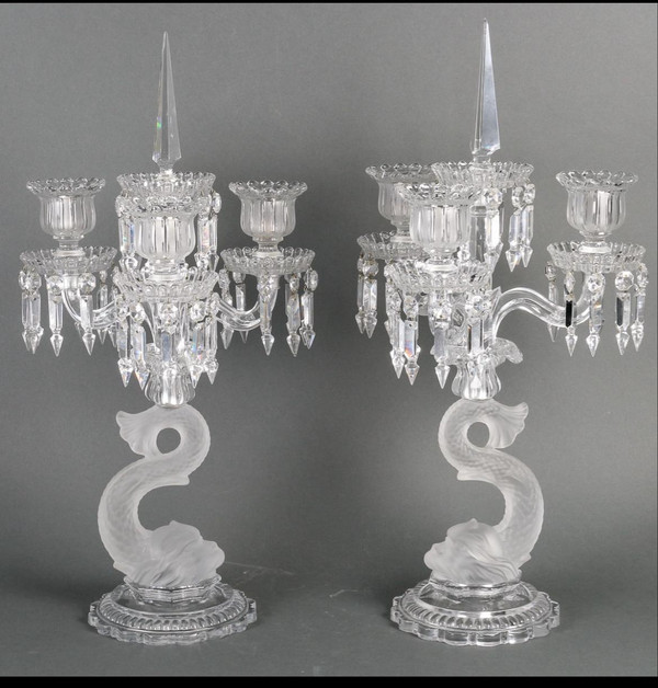 Pair of 20th century Baccarat crystal candelabra