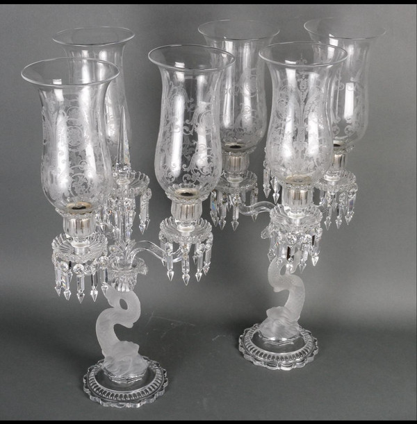 Pair of 20th century Baccarat crystal candelabra