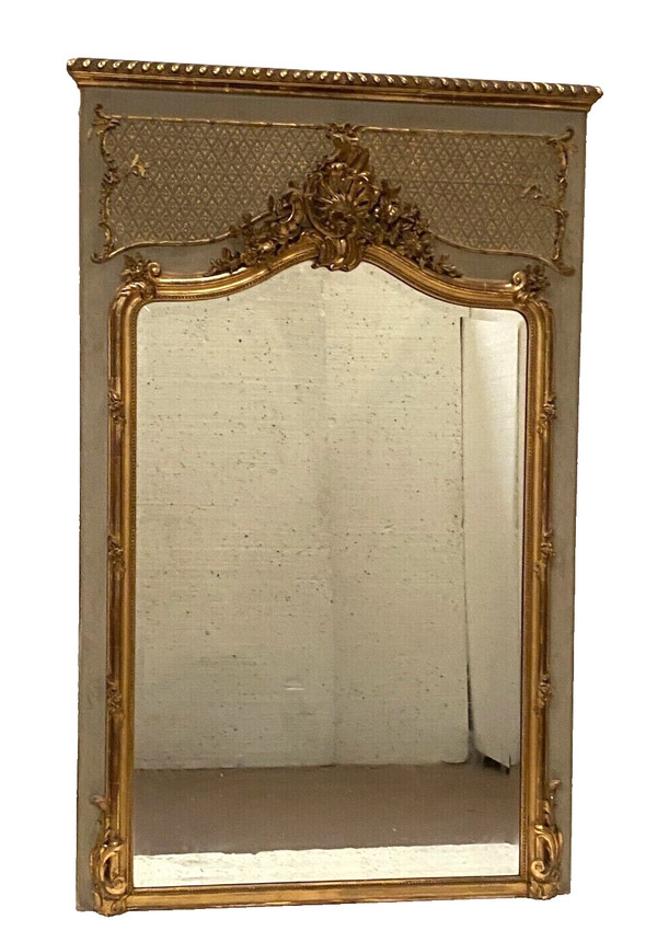 Louis XV style mirror in wood and gilded stucco 20th century