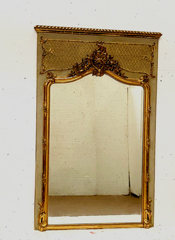 Louis XV style mirror in wood and gilded stucco 20th century