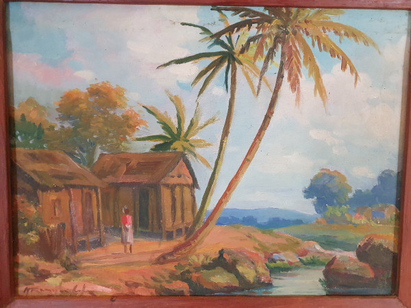 Ecole Malgache , Paysage , Huile Sur Toile , Signé , XX°.