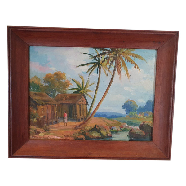 Ecole Malgache , Paysage , Huile Sur Toile , Signé , XX°.