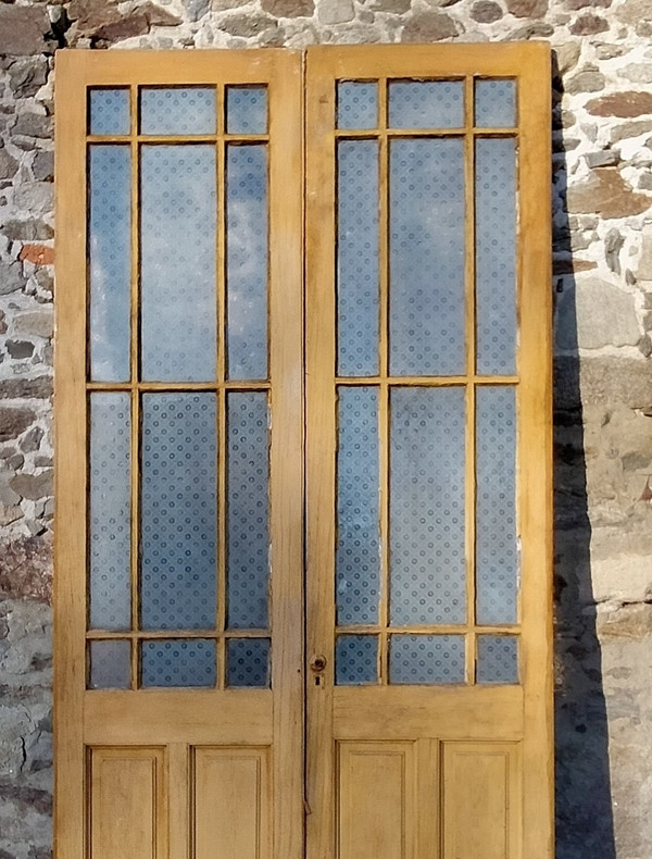 Double Old Glass Door Antique Glass 19th