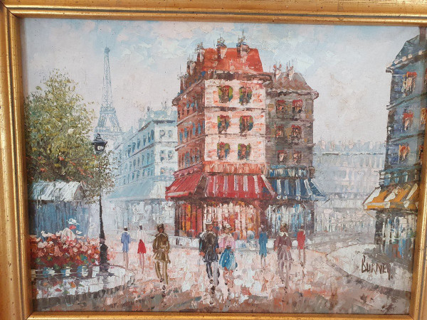 Burnett, View Of Paris, Oil On Canvas, 20th Century.