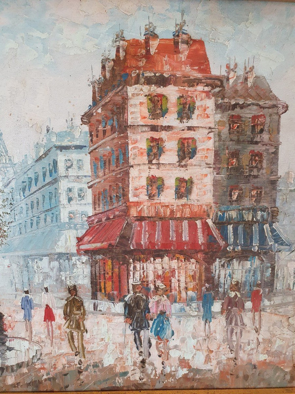 Burnett, View Of Paris, Oil On Canvas, 20th Century.