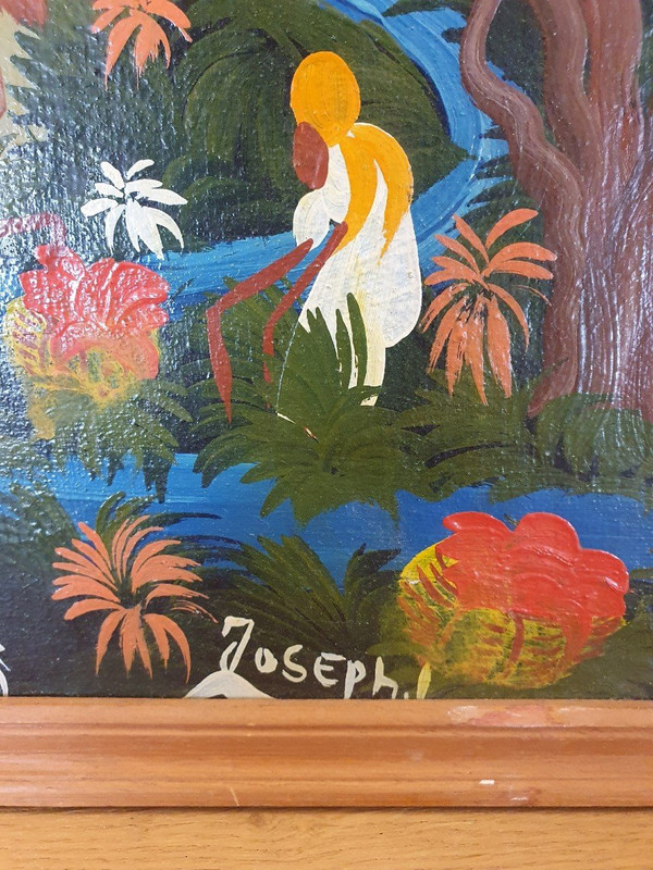 Haitian School, Animated Landscape, Oil On Canvas, Joseph, 20th century.