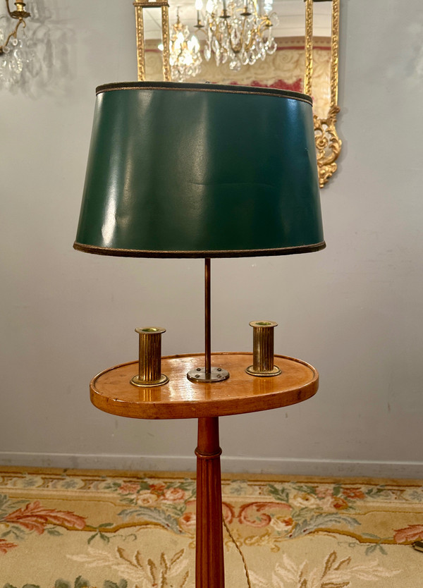 Lampada da lettura, piedistallo porta torce da tavolo in mogano epoca '800