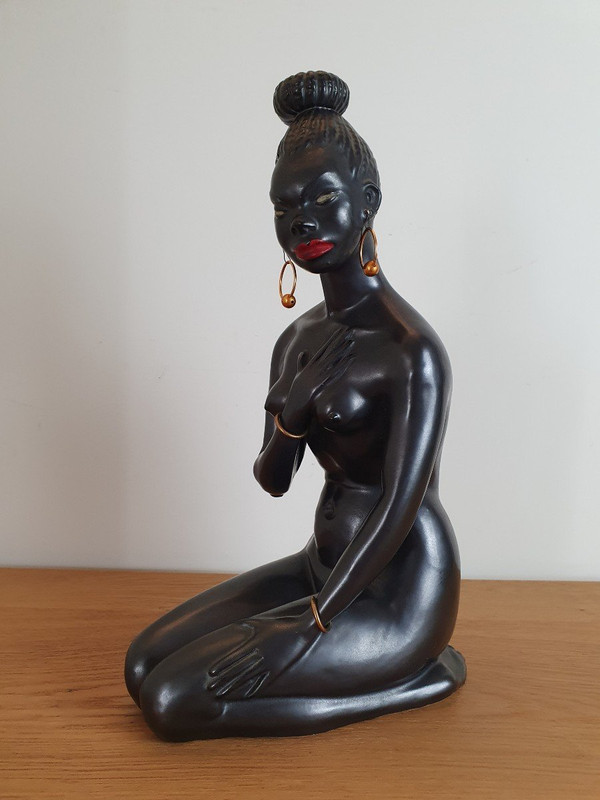 African Woman, Ceramic, Mid 20th Century.