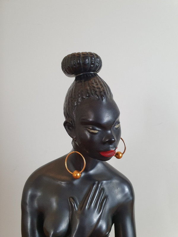 African Woman, Ceramic, Mid 20th Century.