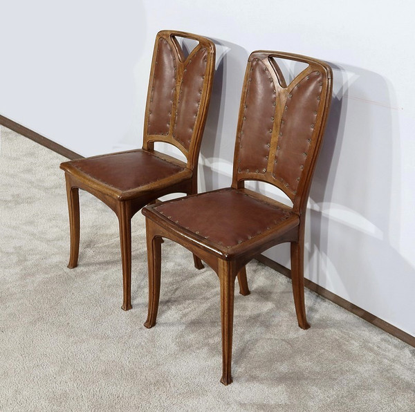 Pair of Walnut Chairs, Nancy School, Art Nouveau – 1900